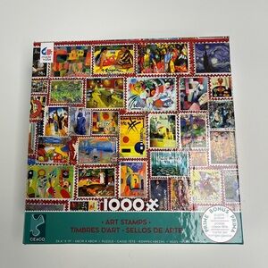 1000 Pieces Jigsaw Puzzle Art Stamps 27 X 19 Ceaco With Poster a1s9b80
